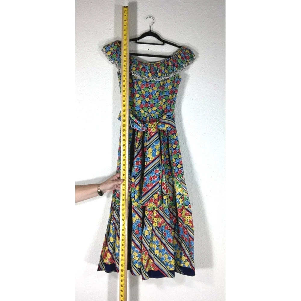 Victor Costa Multicolor Floral Maxi Dress - Medium- Vintage 70s Luxury Brand